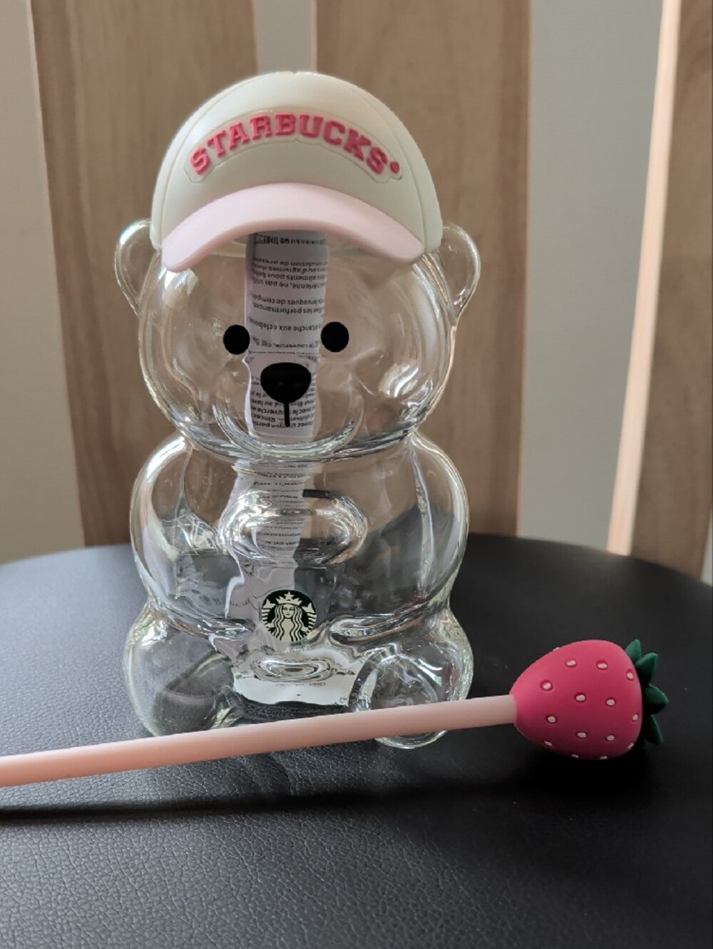 Starbucks 20 oz Glass Bearista "Strawberry Pink Drink" NWT